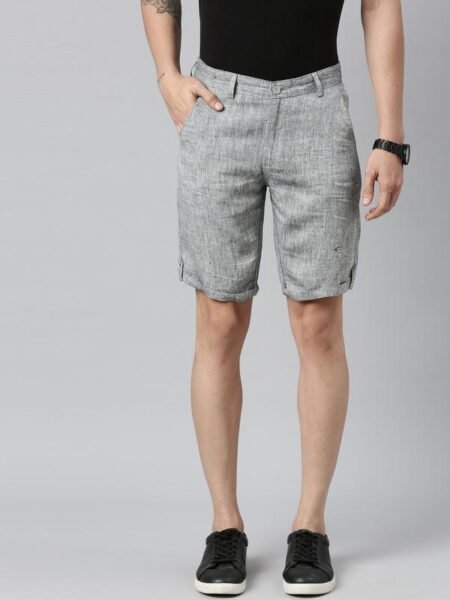 Men Black Hemp Shorts