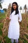 Women Hemp White Straight Kurta