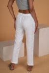 Women White Solid Hemp Lounge Pant