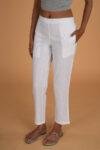 Women White Solid Hemp Lounge Pant