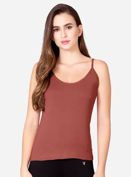 Deep neckline modern fit cotton camisole Brown