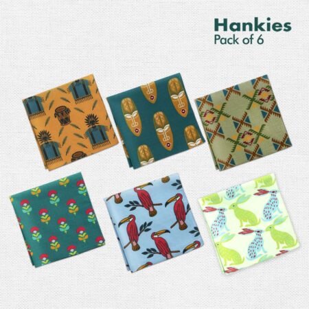 TKO! Tribal Knockout! + F&F! Flora & Fauna! Men's Hankies, 100% Organic Cotton, Pack of 6