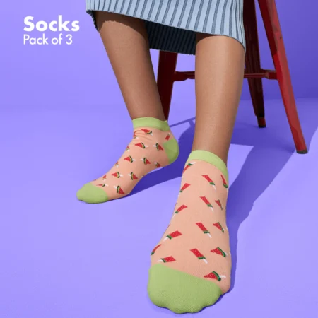 Foodgasm Series 1! Unisex Socks, 100% Organic Cotton, Ankle Length, Pack of 3