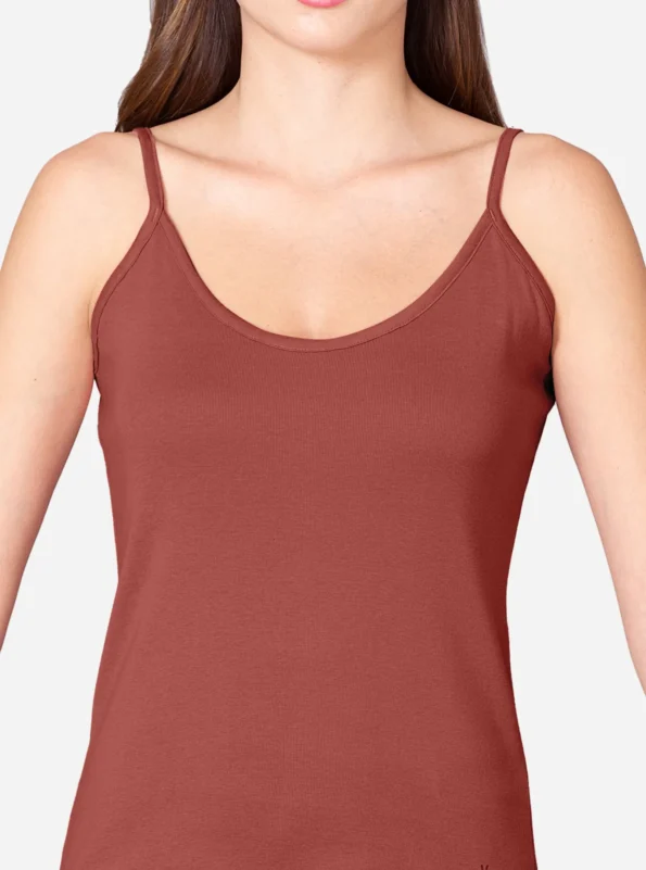 Deep neckline modern fit cotton camisole Brown