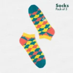 Geometri-fication Series 2! Unisex Socks, 100% Organic Cotton, Ankle Length, Pack of 3