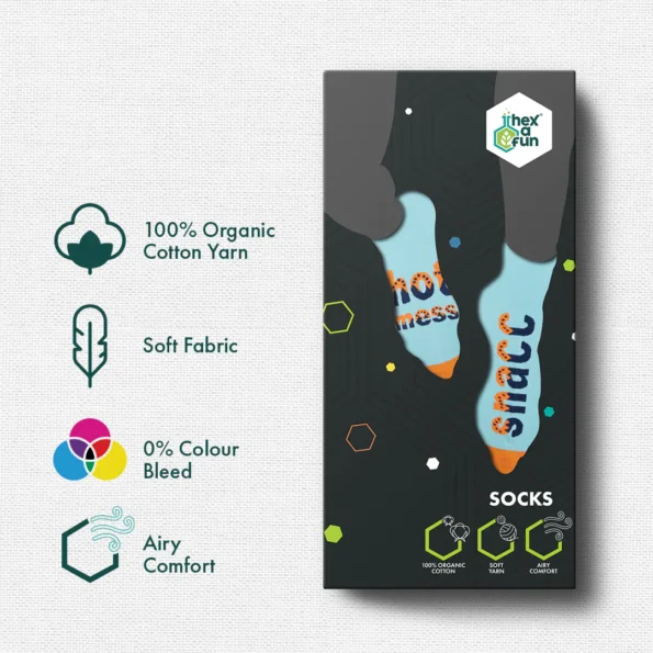 Snacc & Hotmess! Unisex Socks, 100% Organic Cotton, Ankle Length, Pack of 1