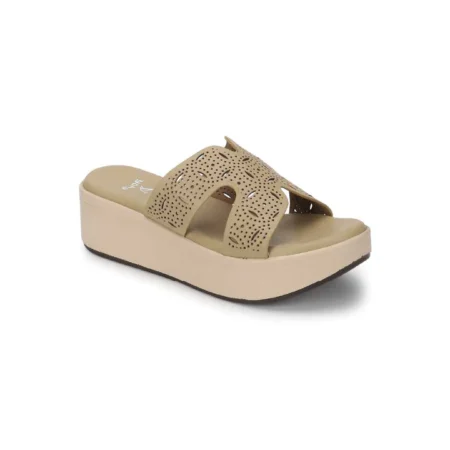 Bliss Laser Cut Wedge Olive Green