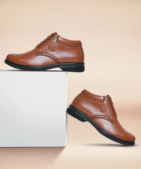 Fashion Lace-Up Mid Top Formal Dress uniform Office Wear Shoes For Men's Party Wear For Men (Tan)