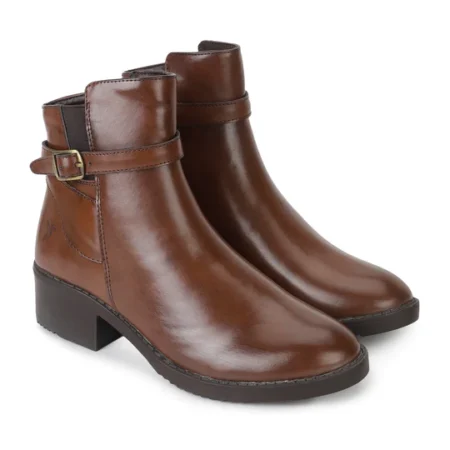 Slays Collar Strap Boots Brown