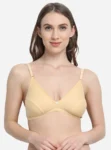 Seamed single layered semi coverage bra Beige