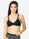 Seamed single layered darted cup bra Black