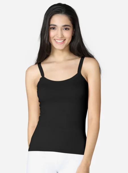 Short length cotton camisole Black