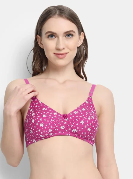 Double layered seamed printed medium coverage bra Violet