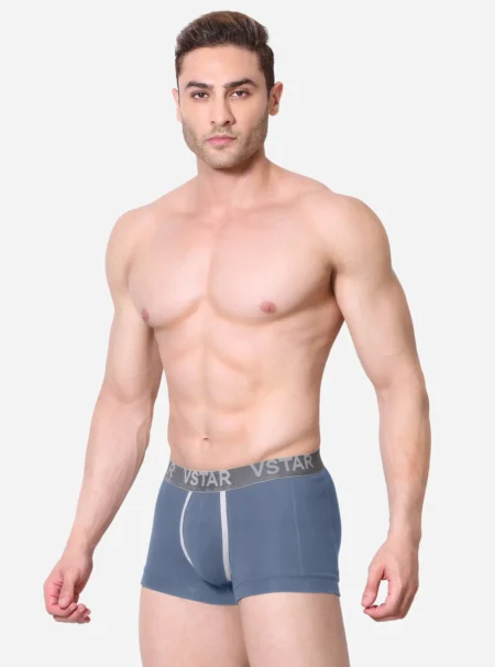 Premium cotton trunks with wide outer elastic waistband Sky Blue