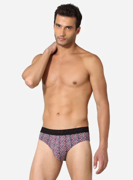 Printed brief with wide cushioned outer elastic waistband Navy Blue