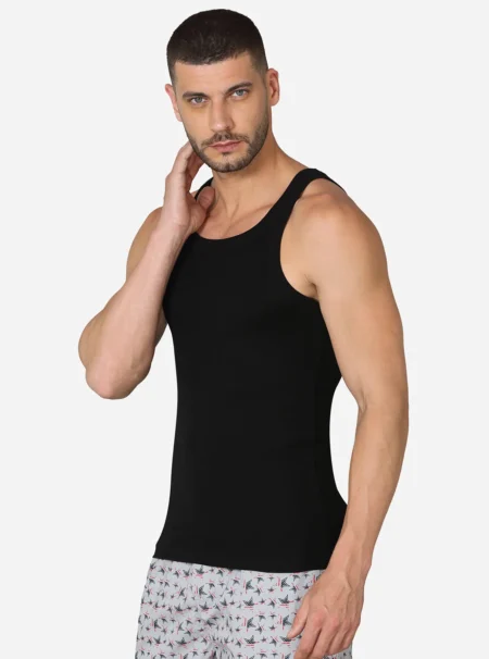 Premium cotton sleeveless vest Black