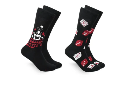 PLAYBOY POKER MEN'S 2 PAIR CREW SOCKS- BLACK | POKER SOCKS | SPECIAL EDITION