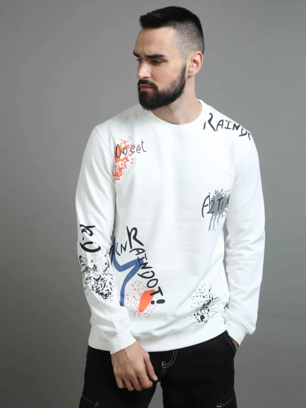 White Smoke Printed Sweatshirt