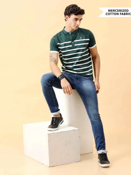 Natural Green Stripes T-Shirt