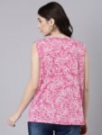 1TheShaili Poly Crinkled Pink Sleeveless cowl Top