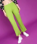 3Popwings Women Casual Self Designed Cutout Solid Trouser 2